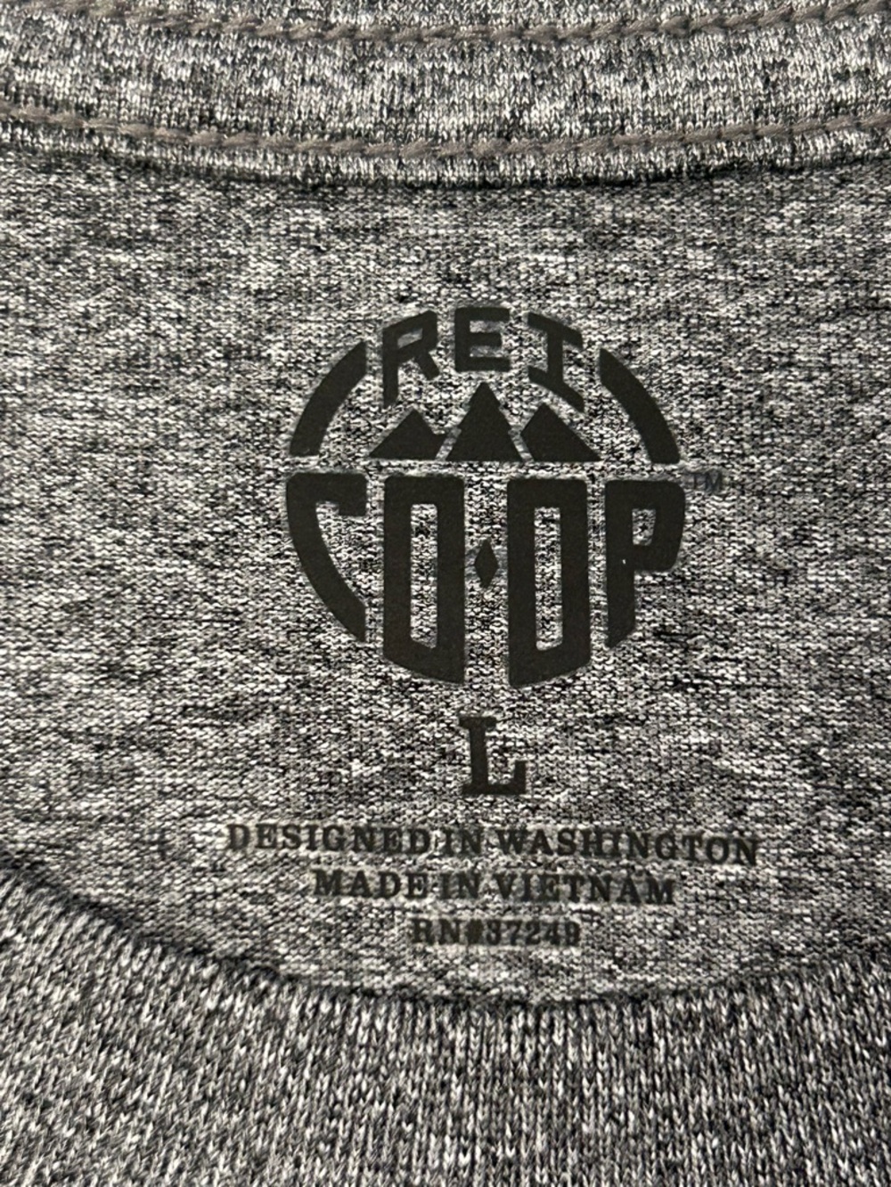REI Men's Long-Sleeve Performance Tech Tee Charcoal Heather L NWT Gray Stretch - Picture 3 of 8
